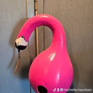 Hand-Painted Hot Pink Flamingo Gourd Birdhouse